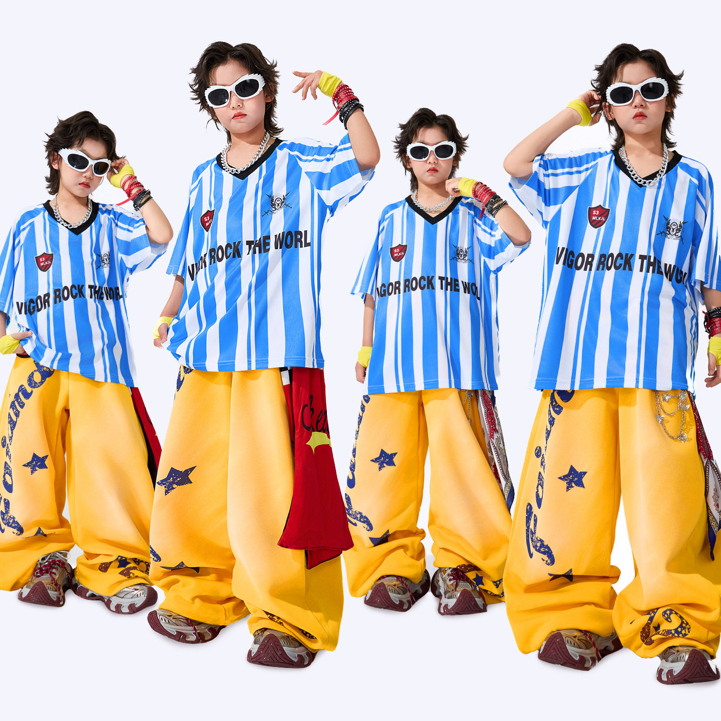 hiphop街舞童装女孩演出服街舞儿童潮服男童套装美式街头嘻哈风格