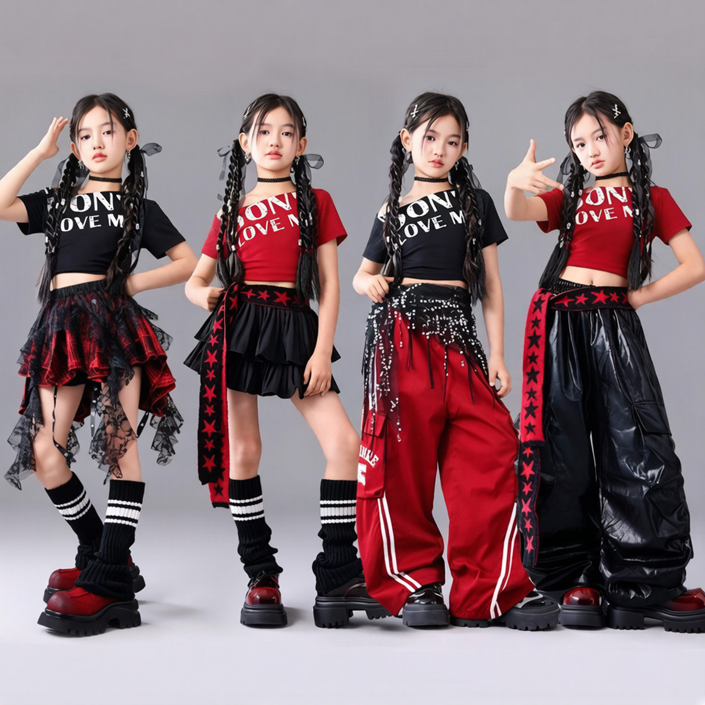 爵士舞服装女童潮酷时髦儿童走秀潮服女孩jazz套装少儿爵士演出服