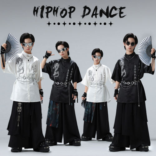 儿童街舞潮服中国风男童舞蹈表演出服嘻哈少儿hiphop舞台炸街时髦