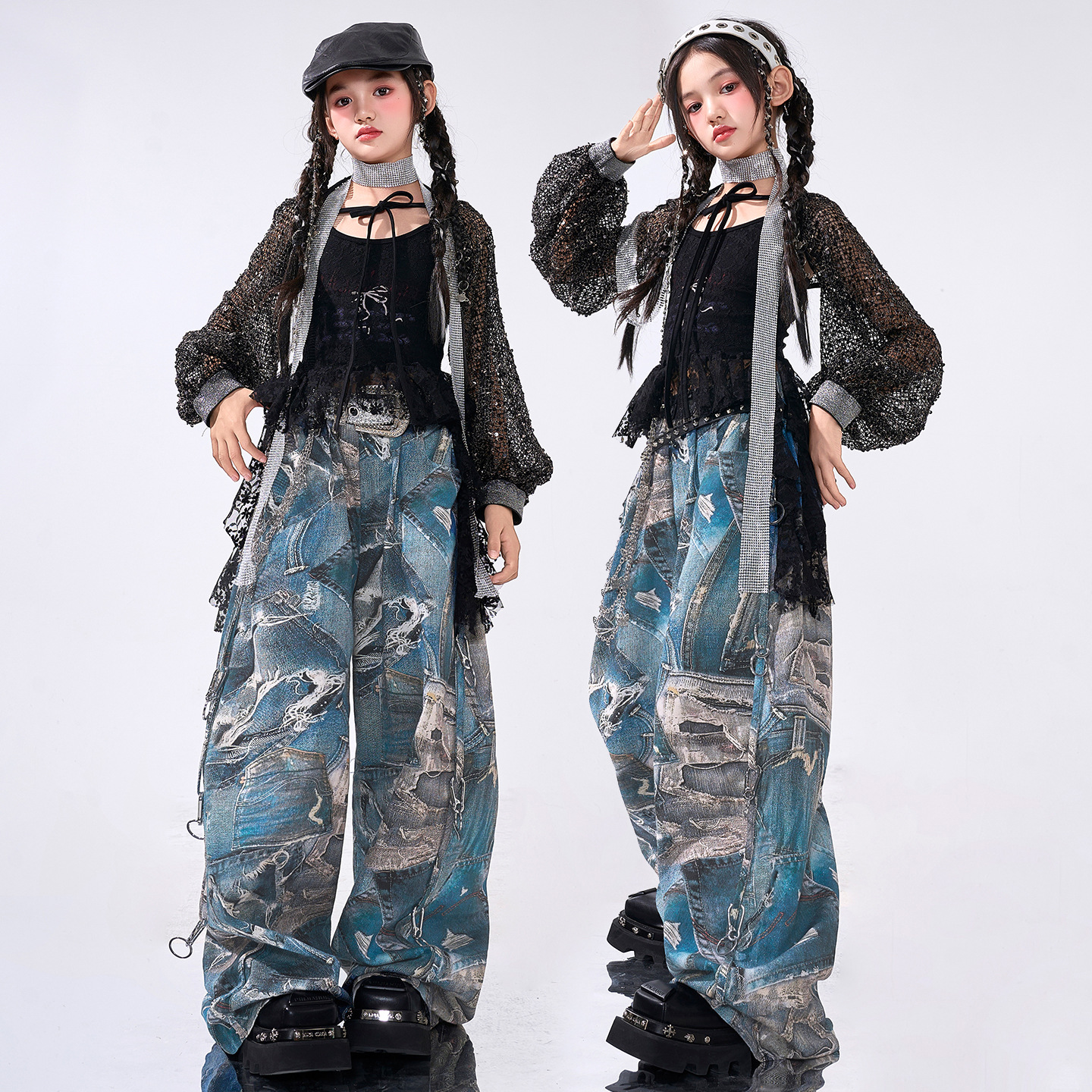 女童爵士舞服装潮酷时髦少儿jazz街舞演出服甜酷女团秋套装表演服