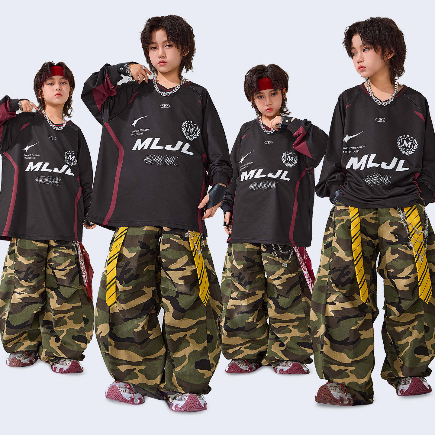 街舞儿童潮服嘻哈少儿hiphop迷彩炸街表演服儿童舞蹈走秀表演套装