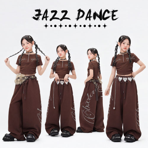 爵士舞女童服装潮酷少儿街舞酷飒穿搭儿童jazz练功女孩演出服时髦