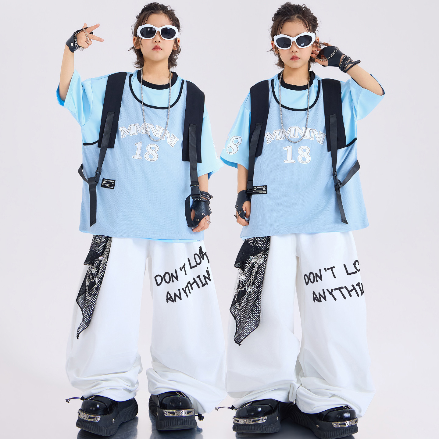 街舞少儿潮服男孩hiphop少儿酷帅炸街嘻哈短袖套装女孩潮牌休闲裤