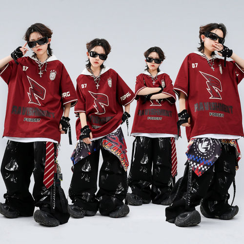 街舞儿童潮服炸街男女童hiphop爵士表演少儿嘻哈舞蹈演出服装时髦