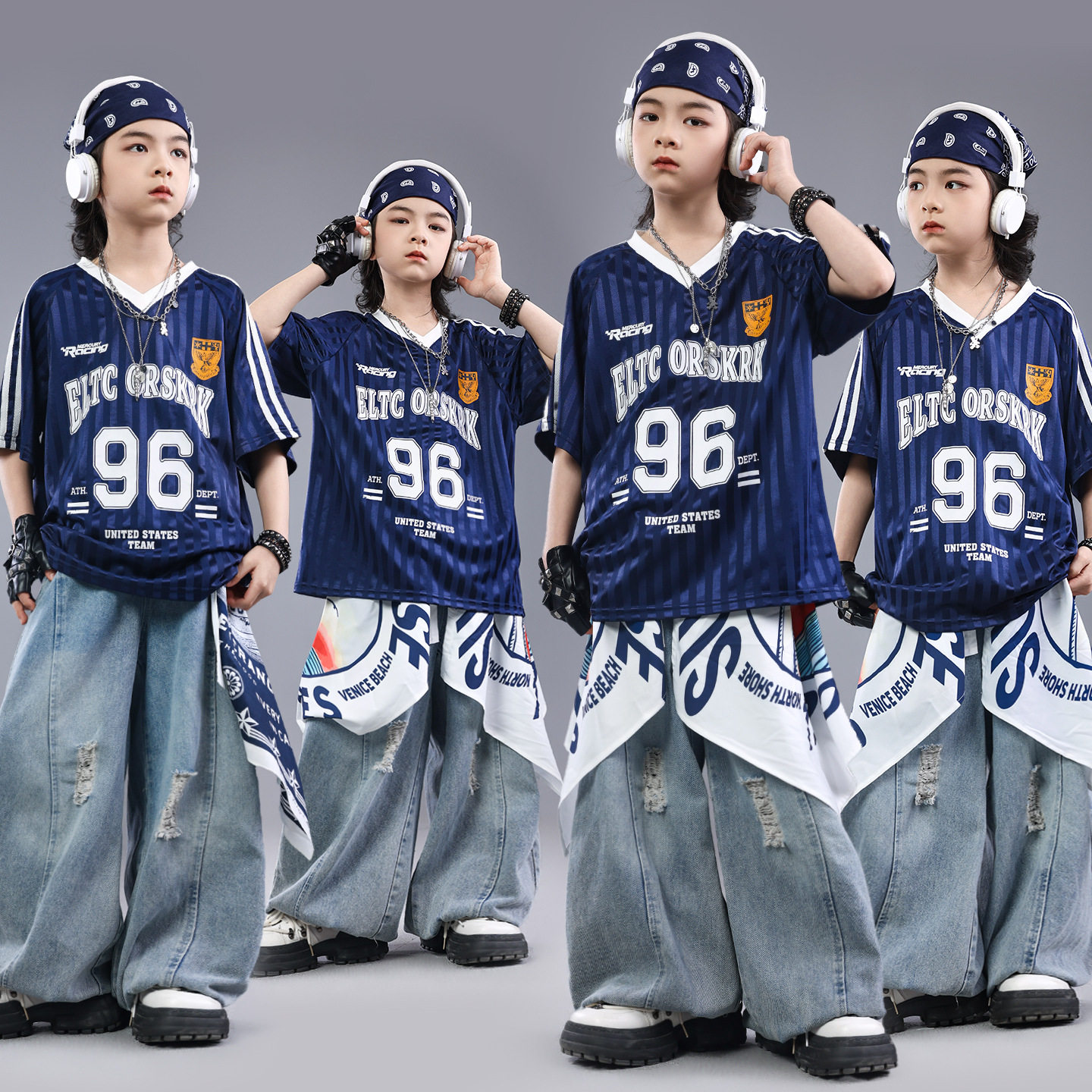 街舞儿童潮服少儿服装hiphop童装架子鼓演出服男童嘻哈宽松套装