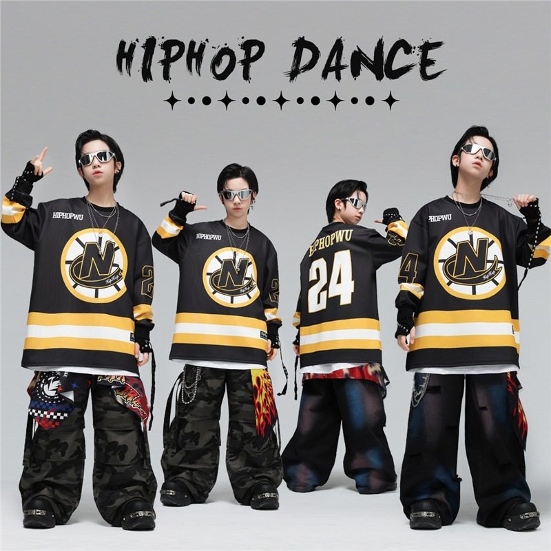 儿童街舞演出服潮酷男女童hiphop嘻哈元旦少儿架子鼓舞台表演炸街