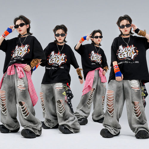 街舞儿童潮服嘻哈少儿架子鼓表演个性男女童hiphop舞台演出服炸街