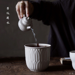 天野造物 叶纹建水 手工水洗景德镇功夫茶具铜面陶瓷水盂