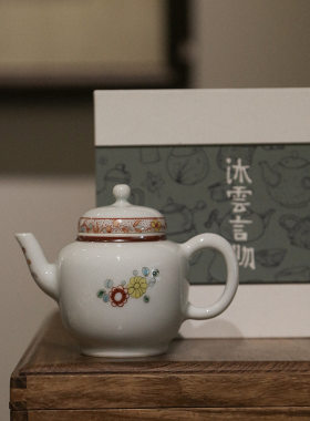 景德镇沐云言物中式手绘粉彩宫灯壶家用茶具陶瓷泡茶壶