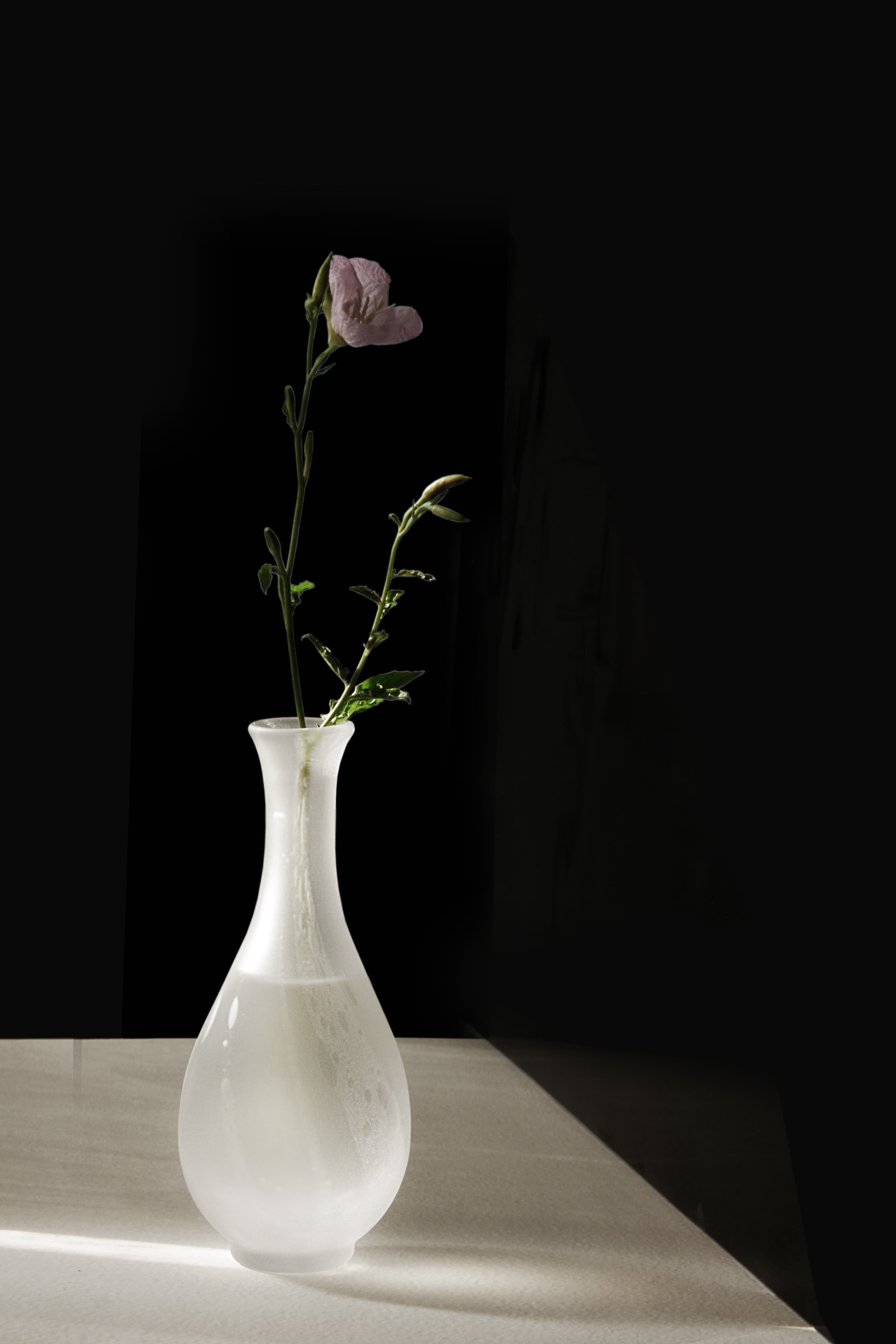 玻心璃语 非白玉壶赏瓶 水晶玻璃 手工创意花器中式复古茶室摆件