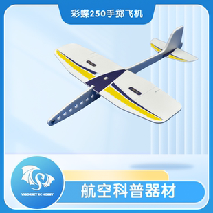 彩蝶250手抛滑翔机泡沫飞机儿童户外玩具DIY航模耐摔亲子互动玩具