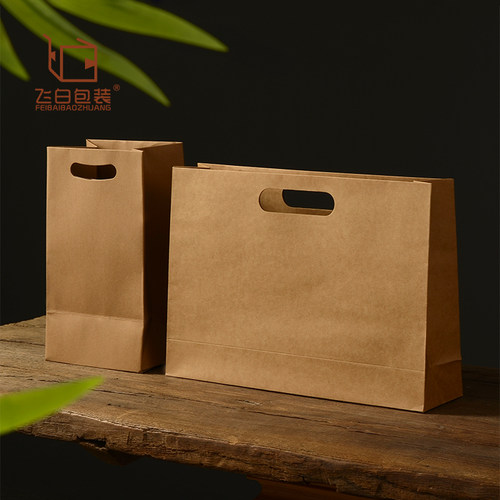 飞白简约牛皮纸袋复古加厚手提袋