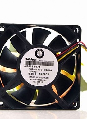 原装Nidec D07A-12BS1 01C1A 7025 12V 0.09A 3线CPU散热风扇 7CM