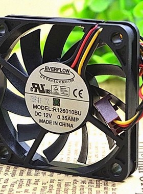 台湾EVERFLOW R126010BU 6010 6CM 12V 0.25A双滚珠 大风量 风扇