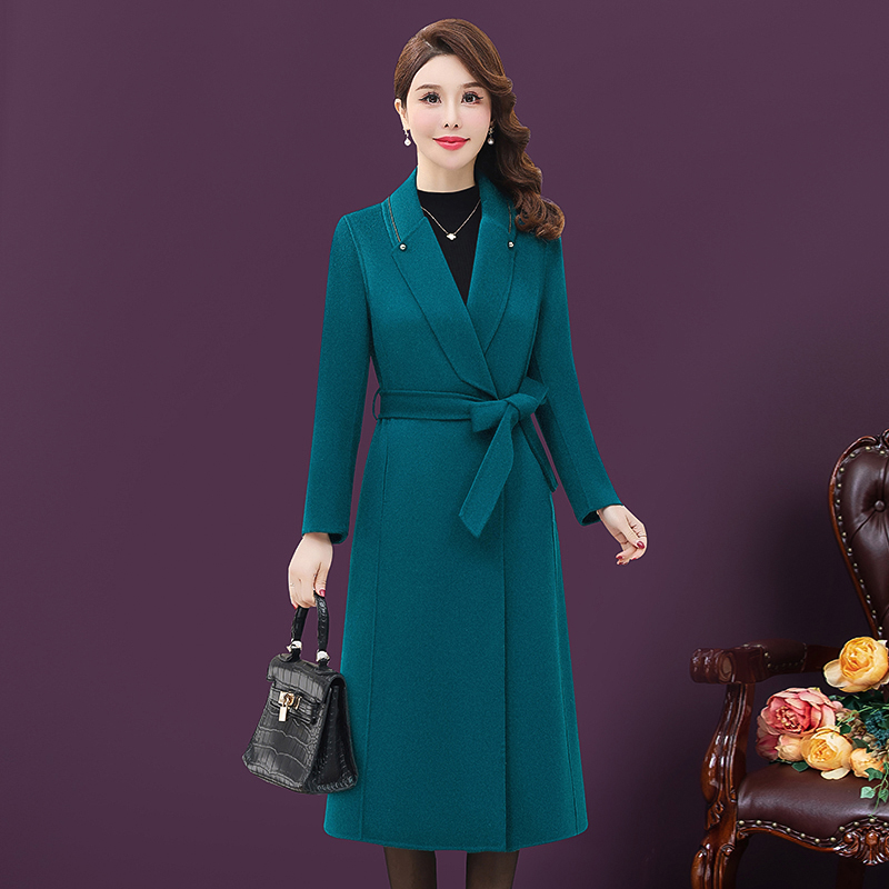 2025秋冬新款呢子大衣女气质妈妈中长款高端大码时尚修身毛呢外套
