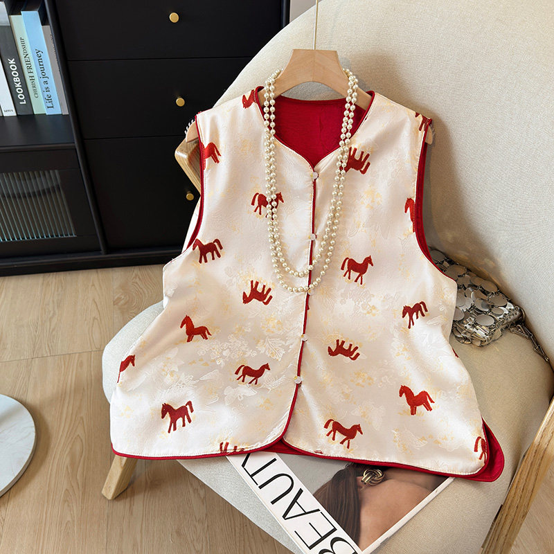 新中式国风提花双面穿马甲女2026春年轻款外穿无袖马夹唐装上衣,女装/女士精品,马夹,淘宝优惠券,粉丝福利购,淘宝优惠卷