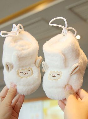 冬季加厚新生婴儿鞋宝宝软胶底学步鞋保暖3-6-12个月防掉加绒棉鞋