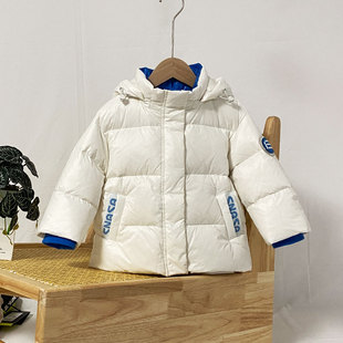 禾雪海娃娃品牌儿童羽绒服中大童常规款男小童字母款保暖外套B020