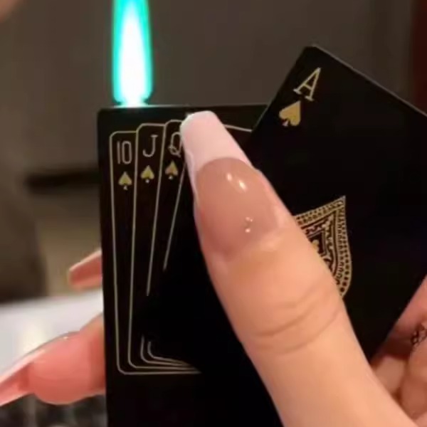 网红扑克牌防风金属侧滑火机