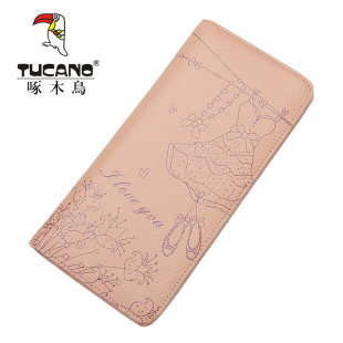 潮薄款 啄木鸟女士钱包真皮头等牛皮长款 韩版 真皮时尚 皮夹 女钱夹