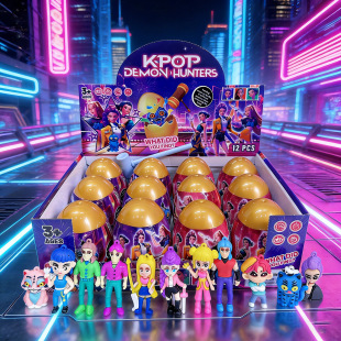 kpop新款猎魔女团砸金蛋盲盒钥匙扣立体公仔挂件跨境搞怪扭蛋