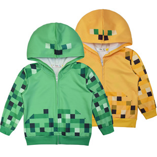 现货童装我的世界MC游戏周边儿童外套拉链连帽开衫上衣苦力怕豹猫