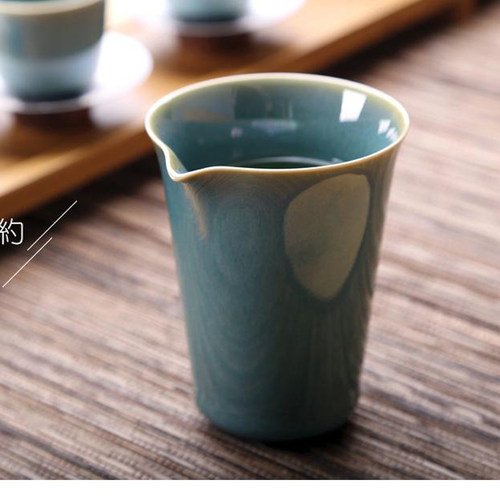 台湾EILONG/宜龙茶道茶具陶瓷色釉公道杯分茶器绿翠玉兔毫釉茶海