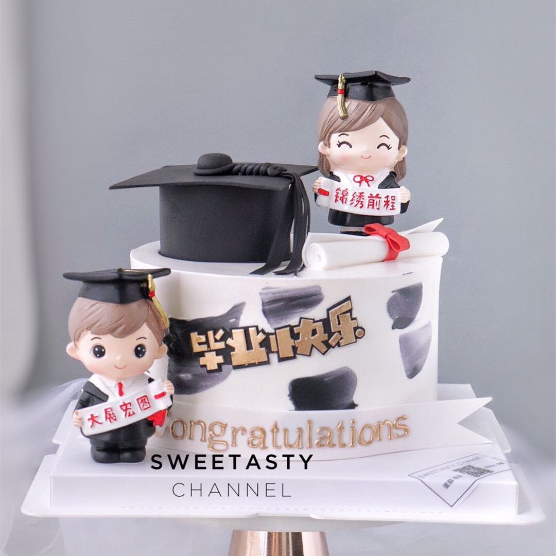 毕业季我们毕业啦蛋糕装饰插件博士帽学士帽庆祝毕业蛋糕摆件装扮
