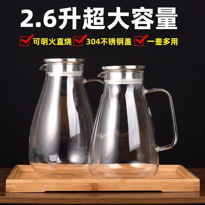 超大容量玻璃水壶套装大号耐热凉水壶家用水杯高硼硅冷水壶可明火,餐饮具,冷水壶,淘宝优惠券,粉丝福利购,淘宝优惠卷