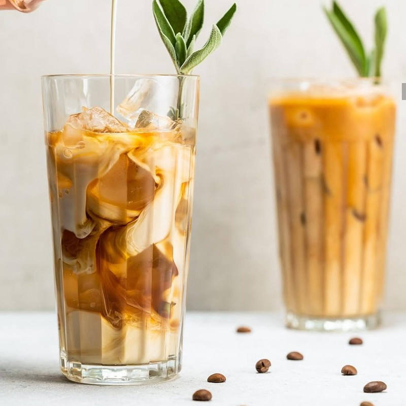 条纹冷饮果汁牛奶冰沙玻璃拿铁饮料餐饮茶杯酒吧手打柠檬茶大号杯