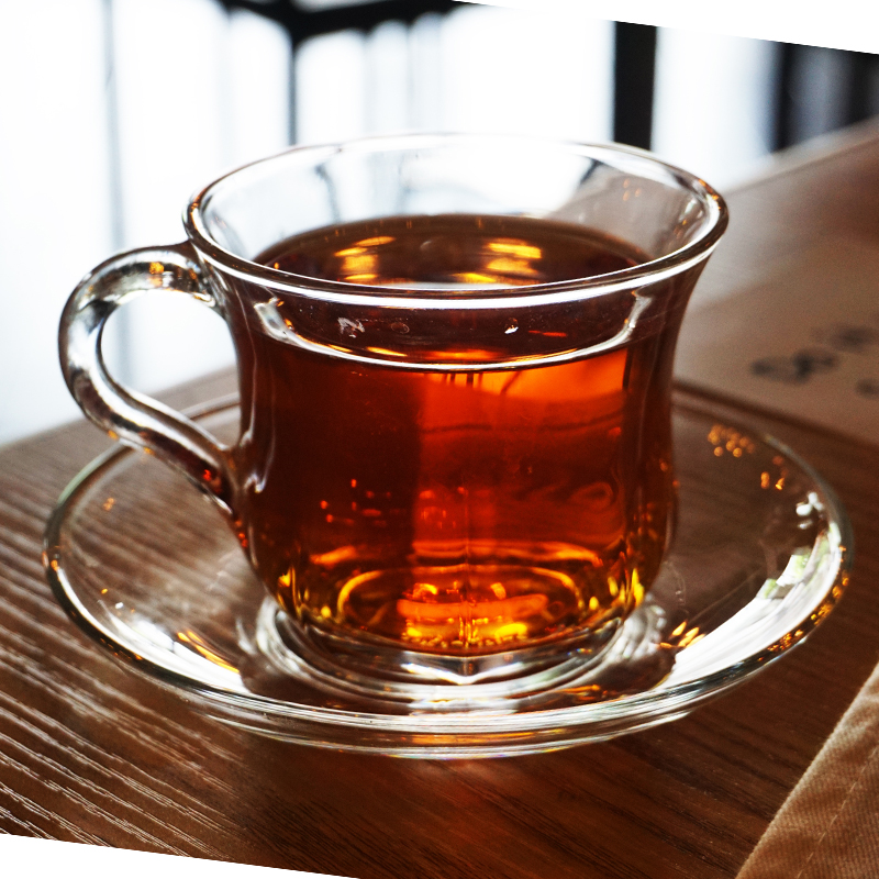 红茶玻璃杯配碟牛奶八角底茶杯带把拿铁卡布奇洛美式咖啡185ml