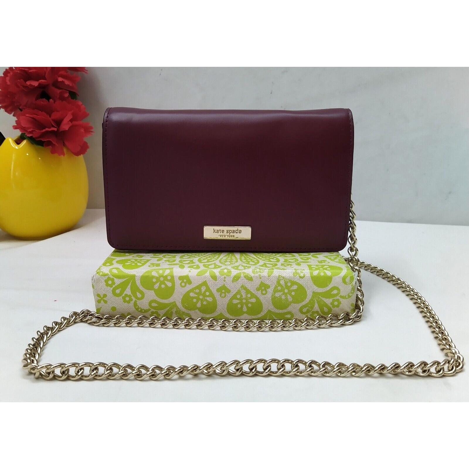kate spade new york通用款女包小袋酒红红色真皮链表带