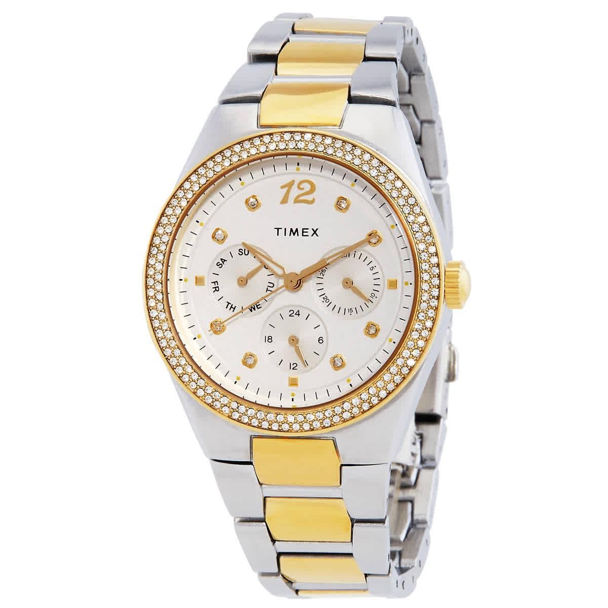 天美时Timex TW2V80300女手表Trend Simone石英水晶白色