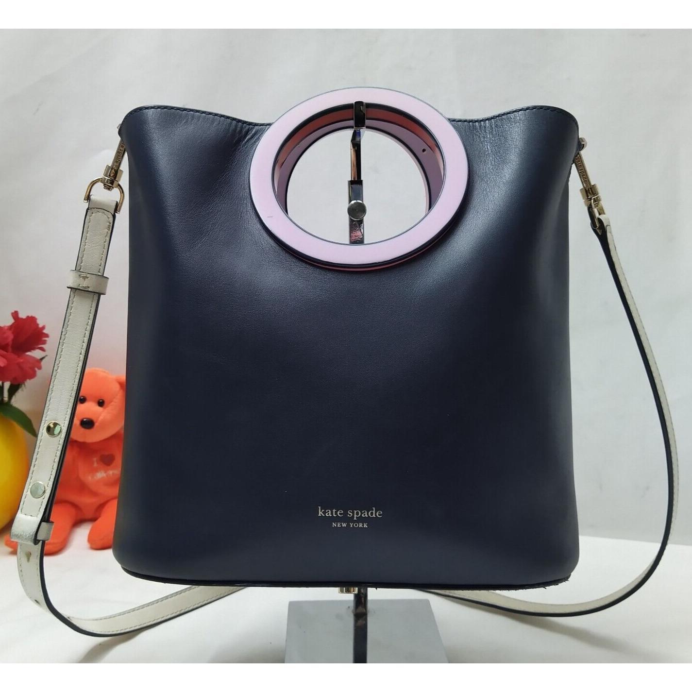 kate spade New York Betty蓝色白色撞色真皮手提包斜挎包