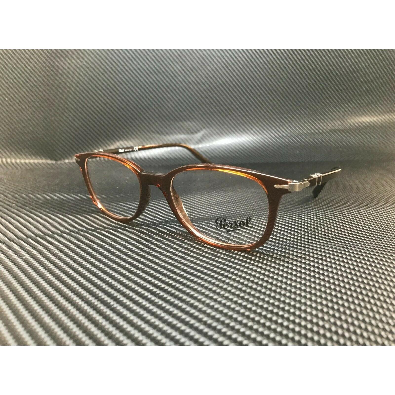 Persol PO3183V男孩眼镜架1076透明棕色长方形方形男士52