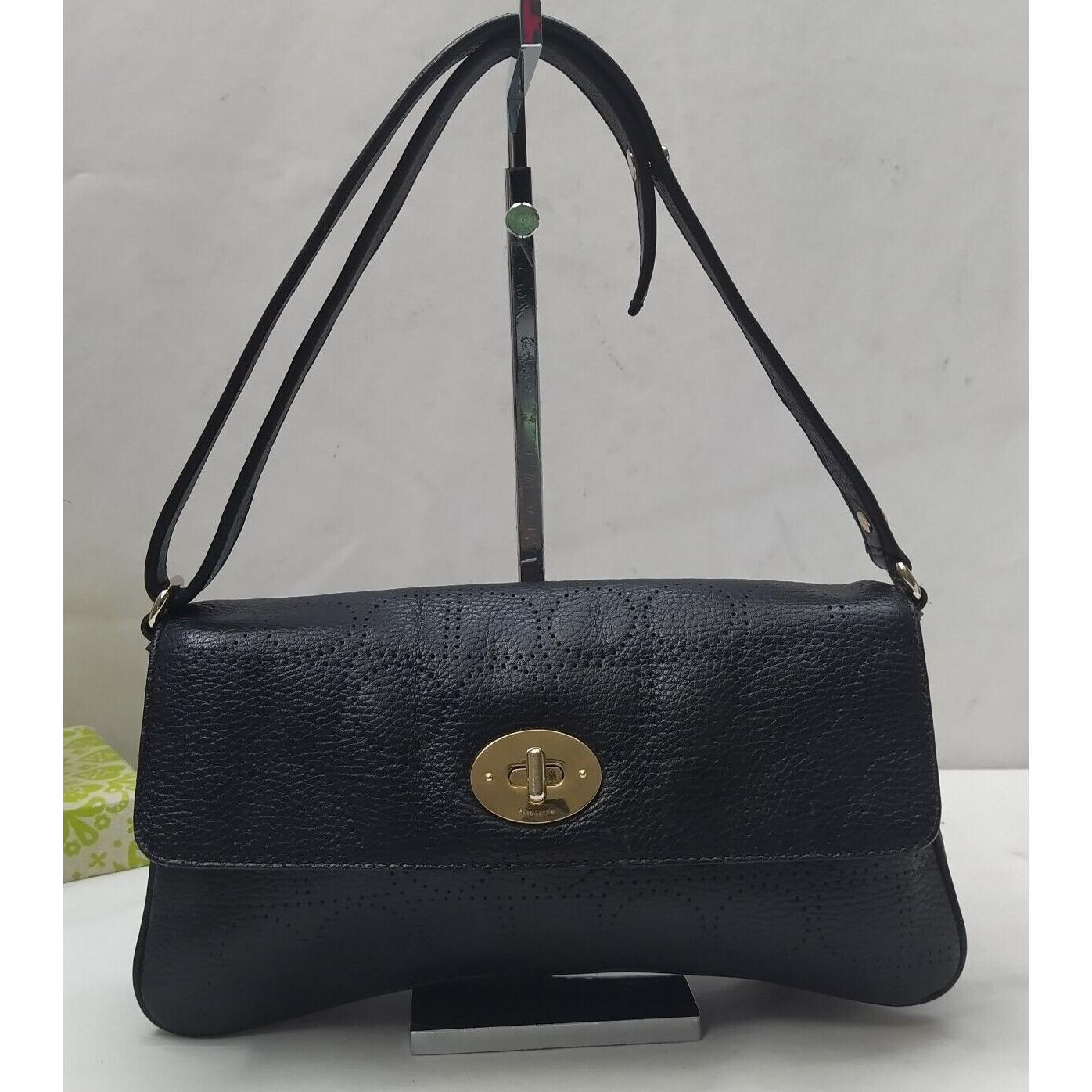 kate spade new york通用款女包小袋黑色真皮Turnlock翻盖