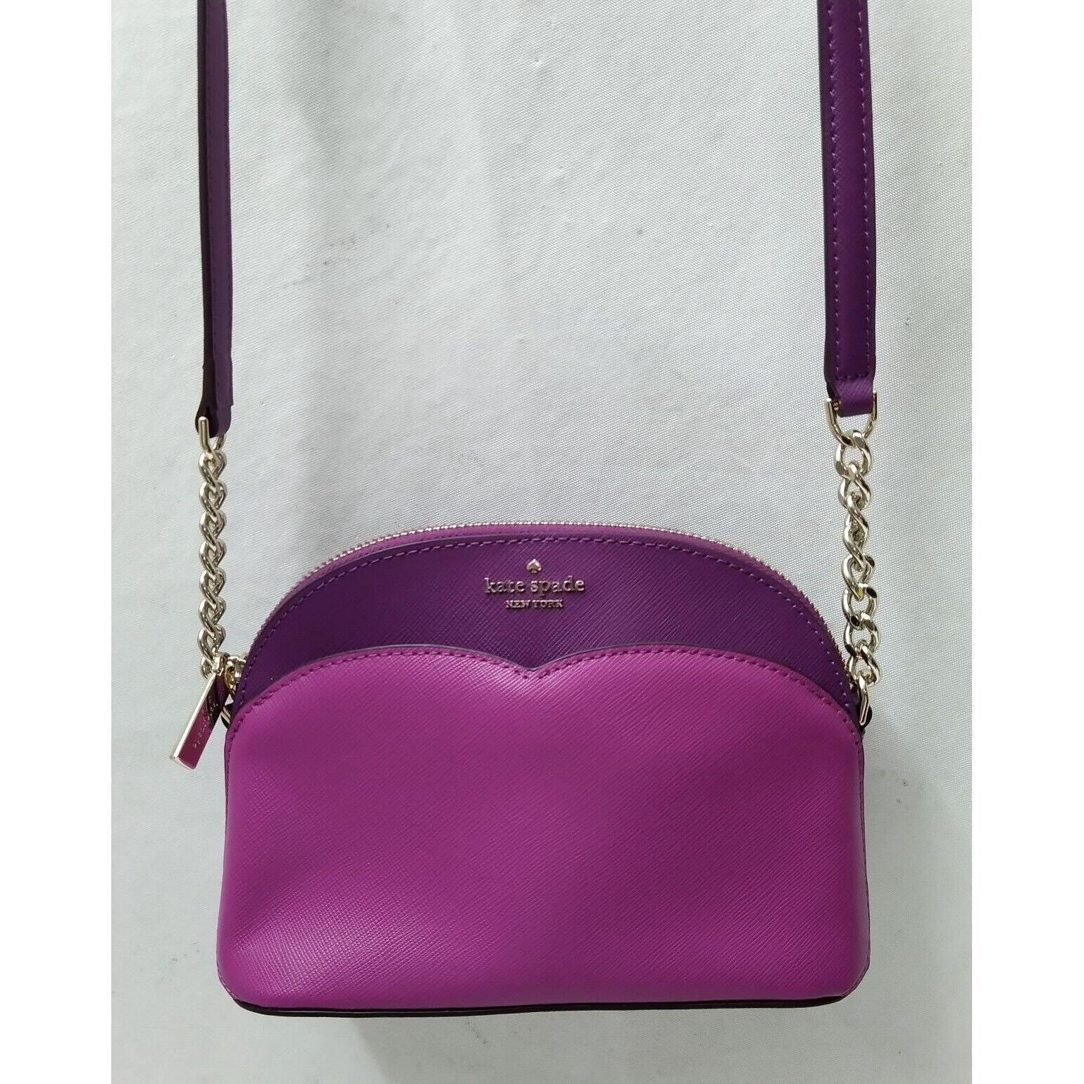 kate spade New York紫色真皮链表带小号斜挎包