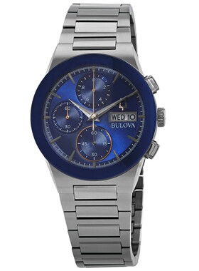 美国代购Bulova宝路华Millennia计时表石英蓝色表盘男士手表98C14