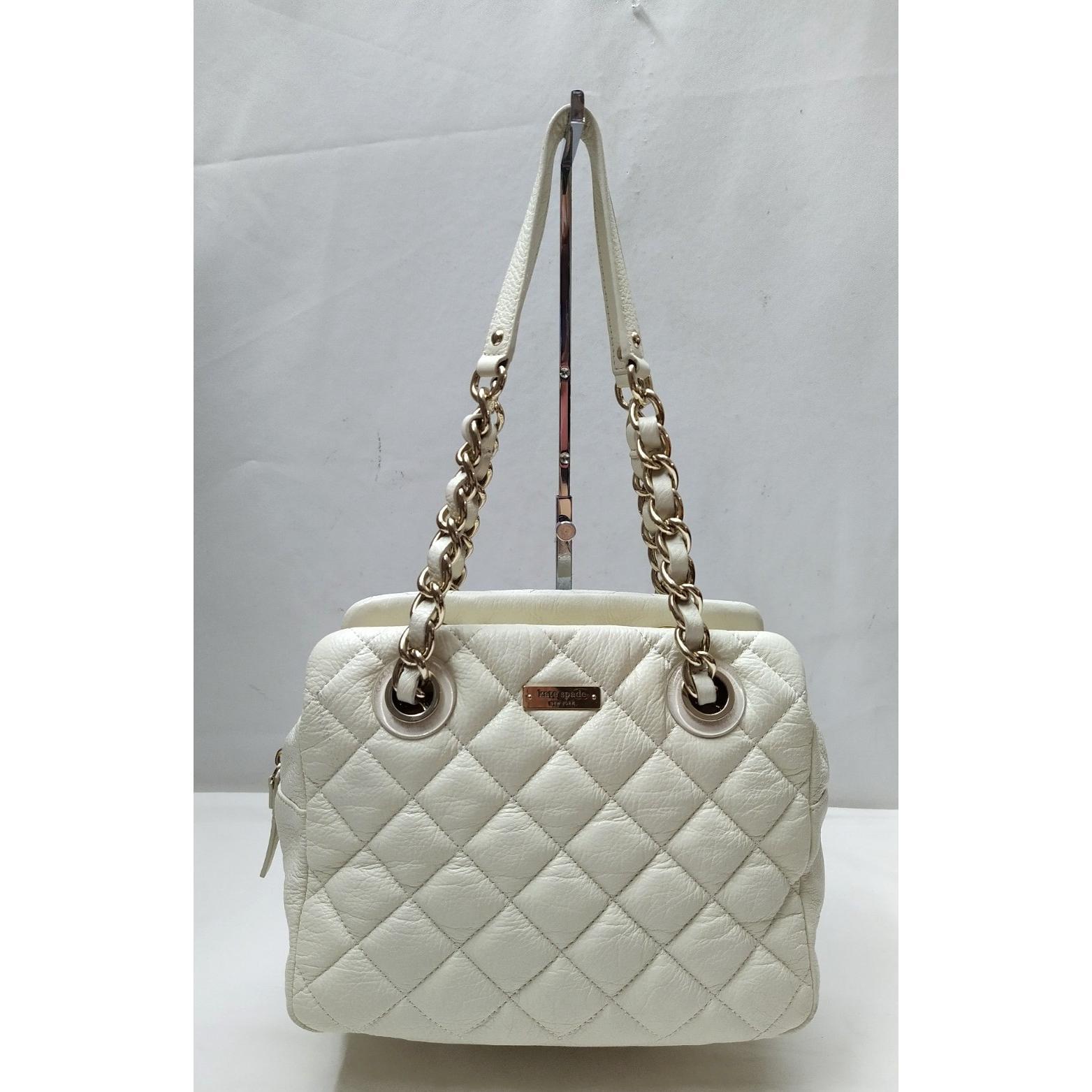 kate spade new york通用款女包白色被纹真皮链双Handles