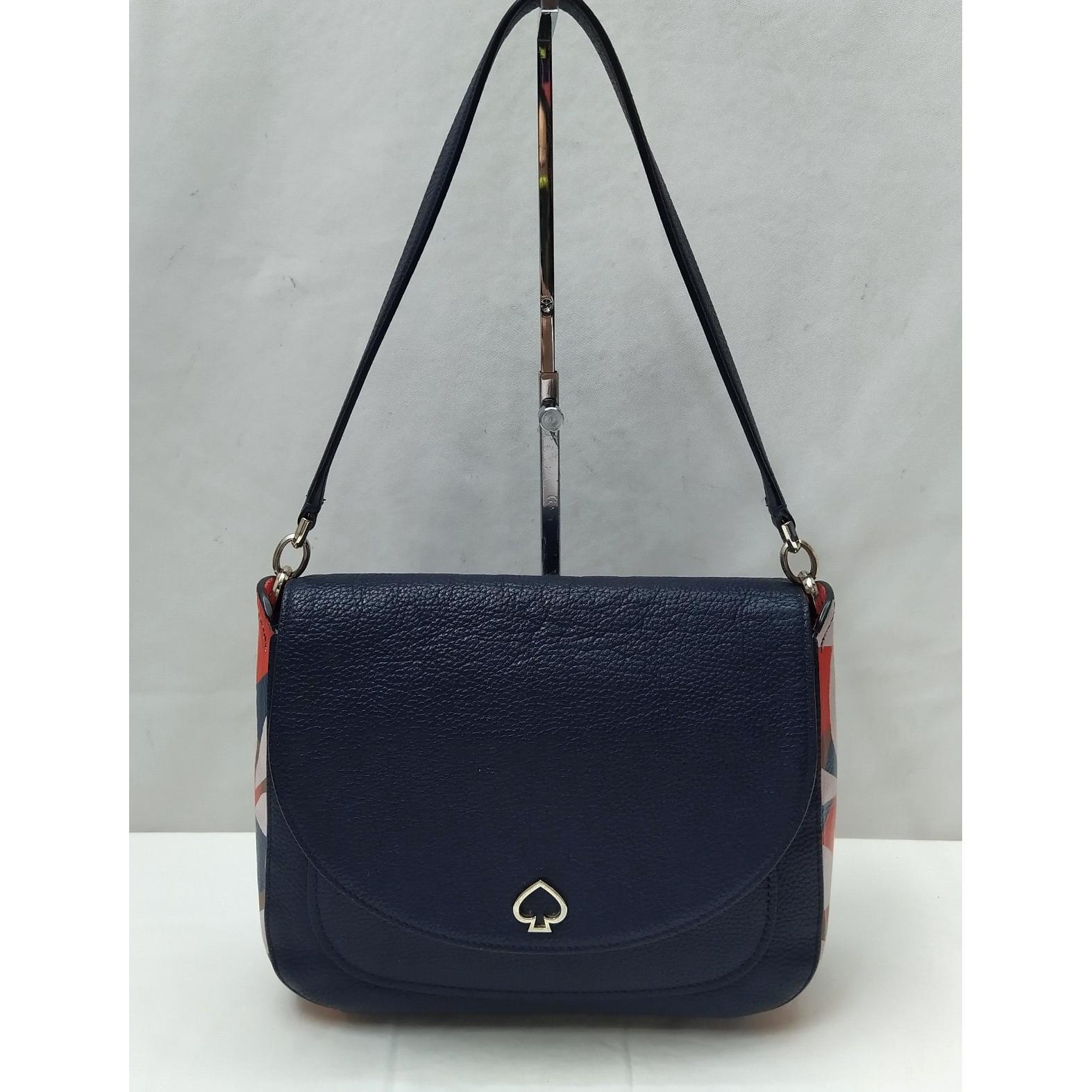 kate spade New York海军蓝蓝色荔枝皮翻盖Closure单肩包