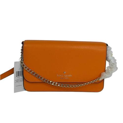 Kate Spade Madison十字纹牛皮小号翻盖斜挎包钱包Turmeric