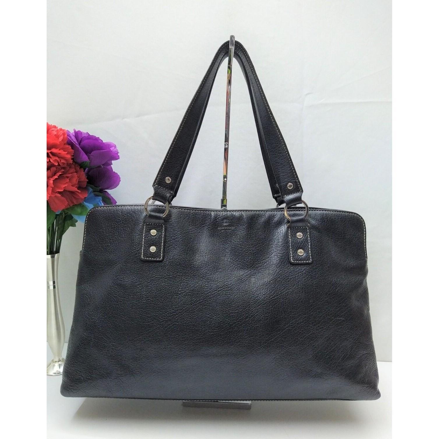 kate spade New York黑色真皮Top Handles大号手提包单肩包