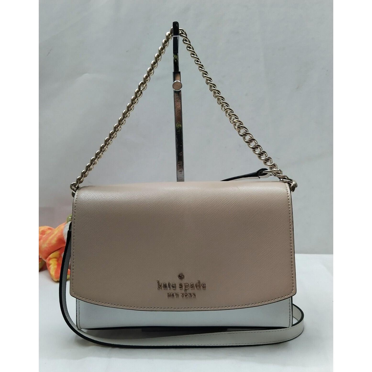 kate spade new york通用款女包小袋撞色棕色蓝色真皮链