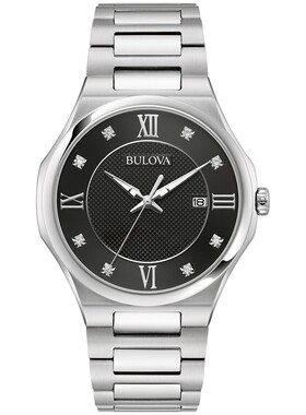 Bulova宝路华男士计时表石英银手表42MM 96D156