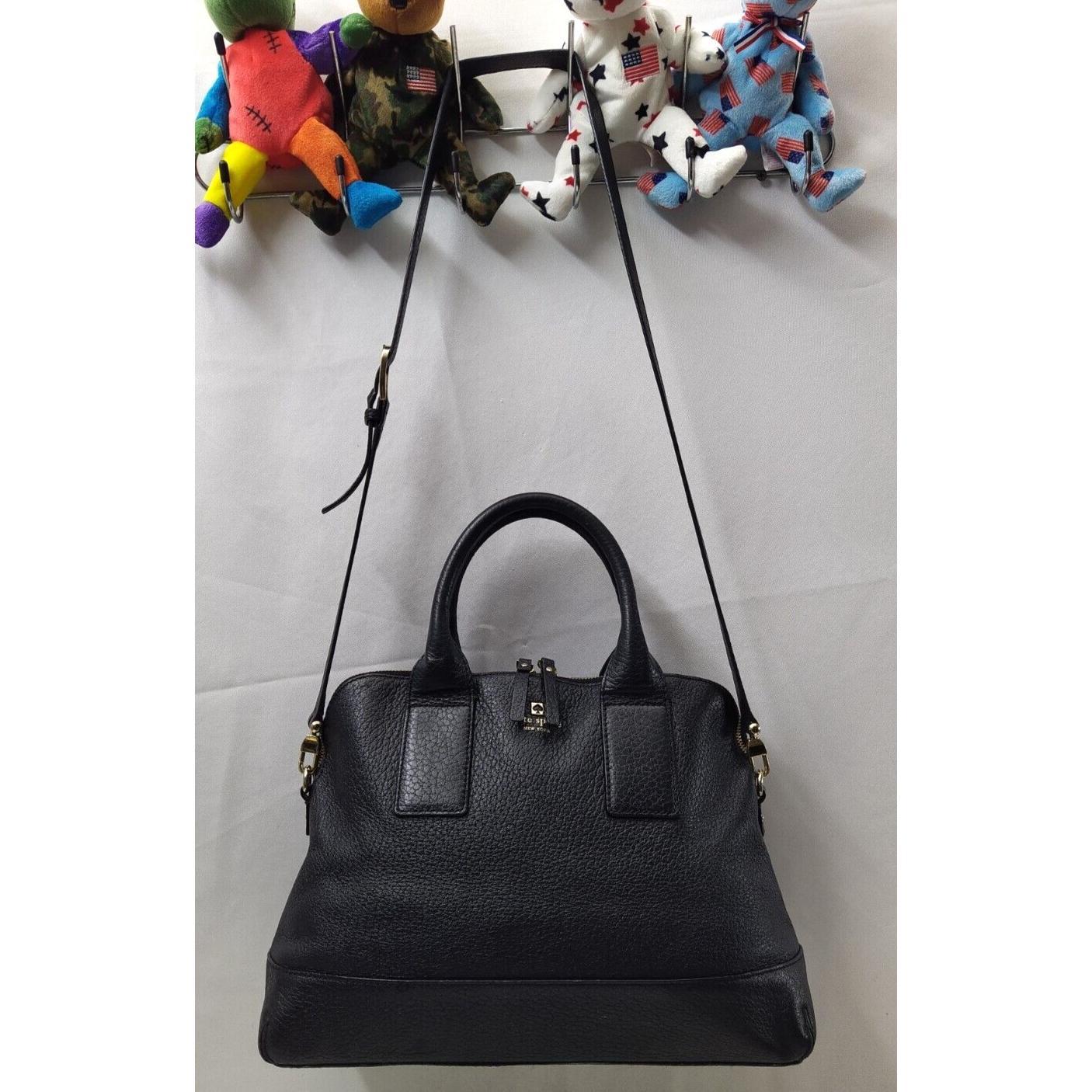kate spade new york通用款女包Pebbles黑色荔枝皮顶部把手