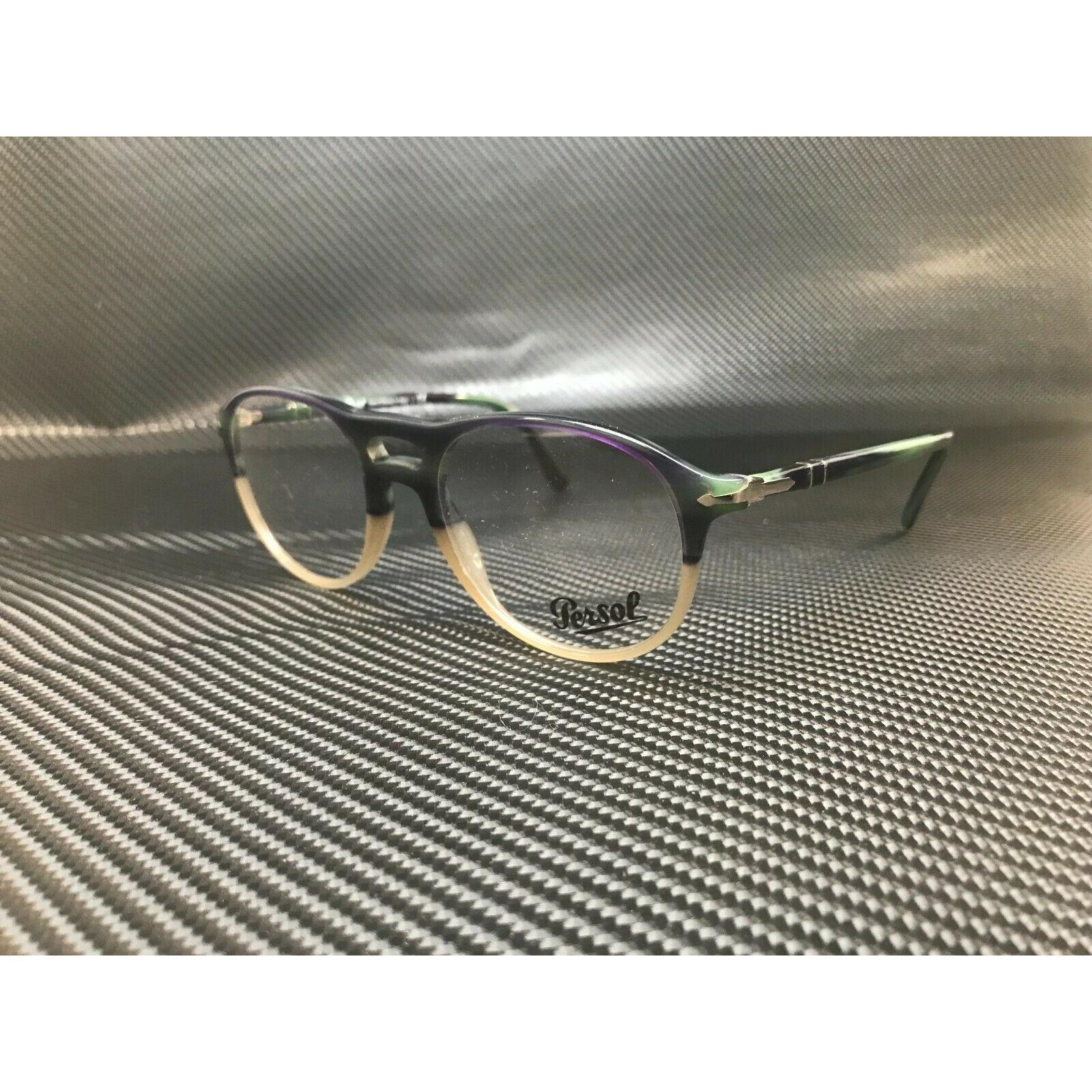 Persol PO3202V男眼镜架1067绿色米色条纹镜片中性