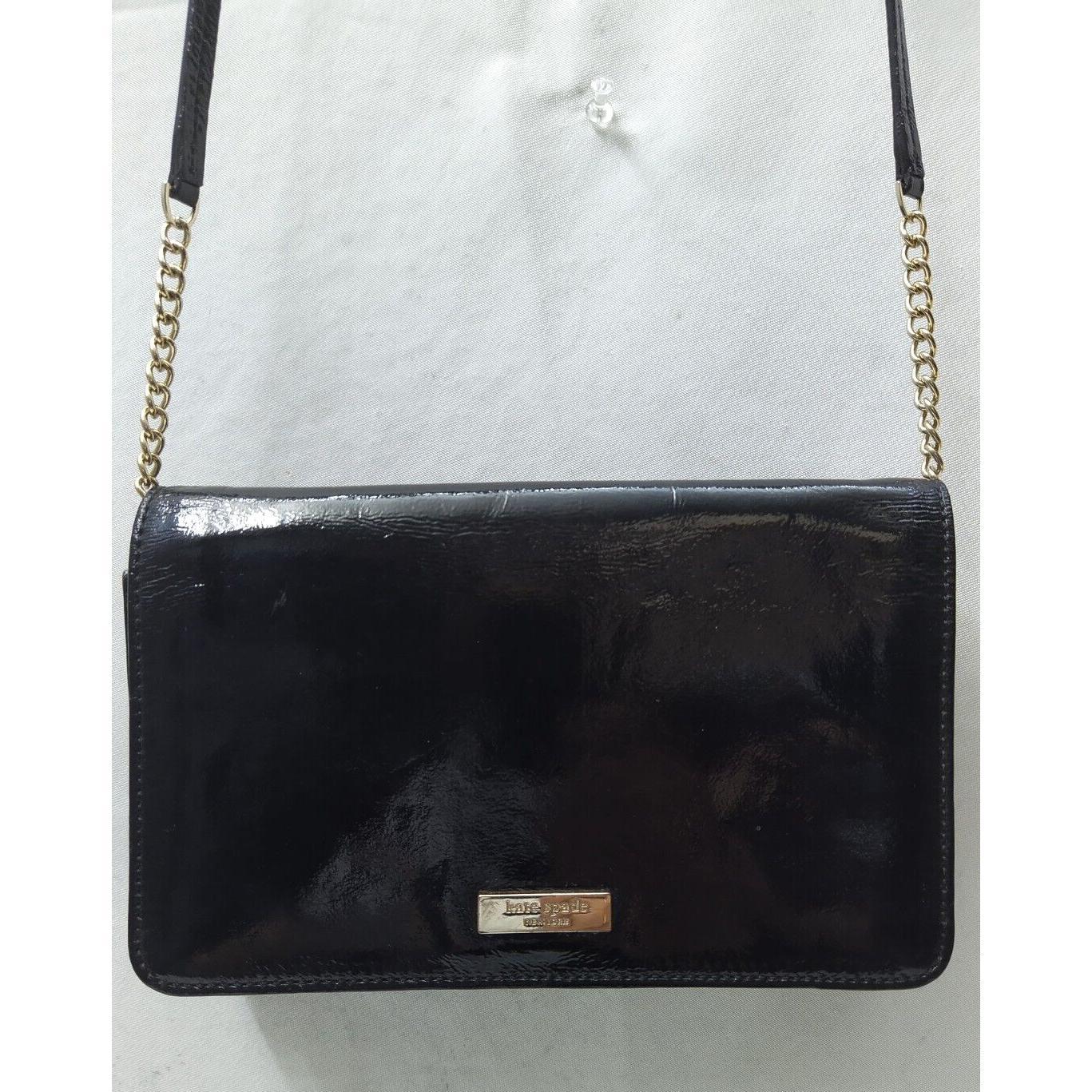 kate spade New York黑色专利真皮链表带Credit卡斜挎包