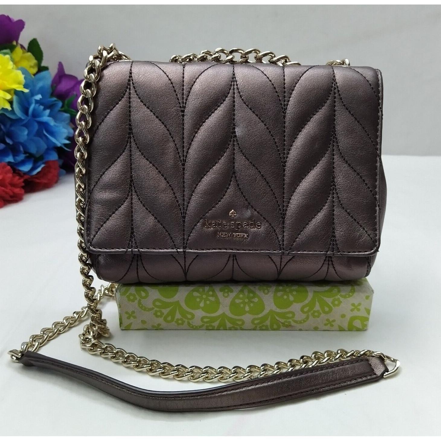 kate spade new york通用款女包棕色真皮被纹链表带翻盖