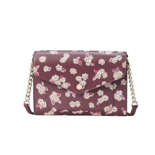 Kate Spade Frosted Floral Tinsel翻盖斜挎包手拿浆果色