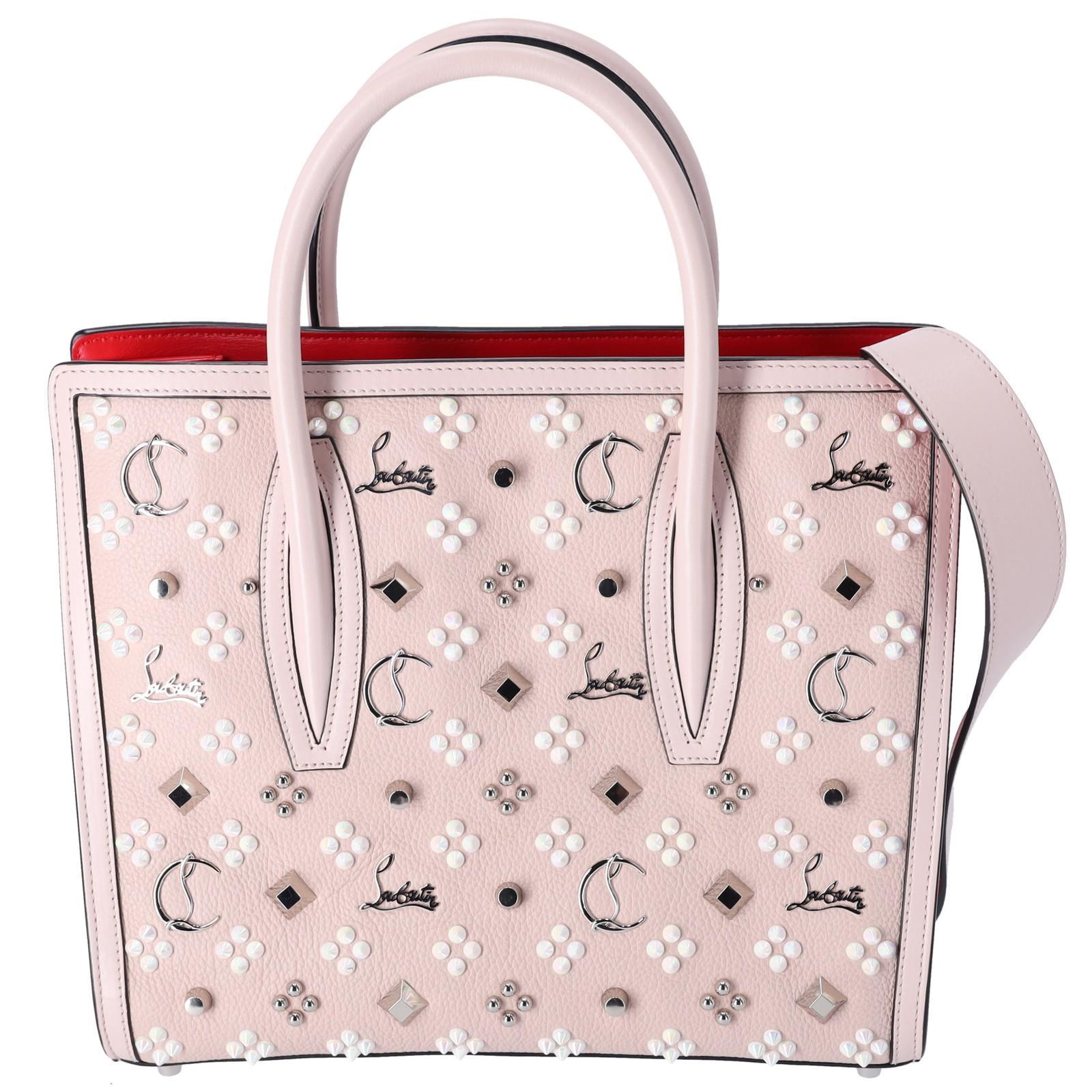 Christian Louboutin Paloma铆钉中号手提包浅粉色真皮